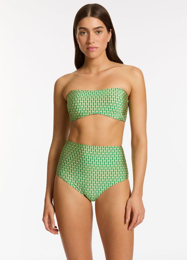 seafolly Mattala Geo Moulded Bandeau Bikini Top - Flora