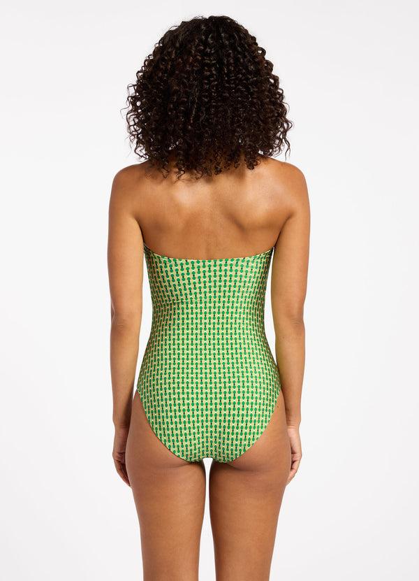 Seafolly Mattala Geo Moulded Bandeau One Piece - Flora