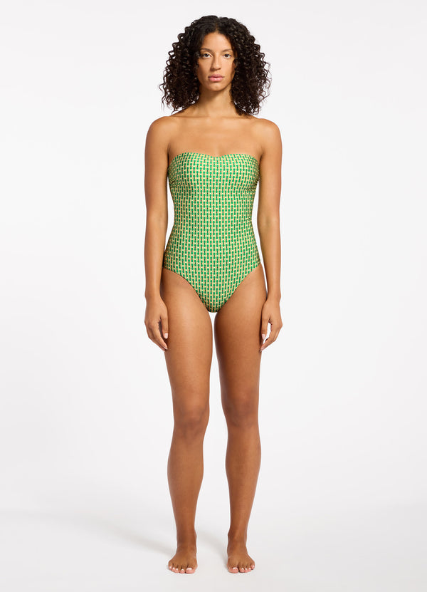 seafolly Mattala Geo Moulded Bandeau One Piece - Flora