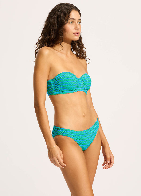 Seafolly Mesh Effect Bustier Bandeau Bikini Top - Jade
