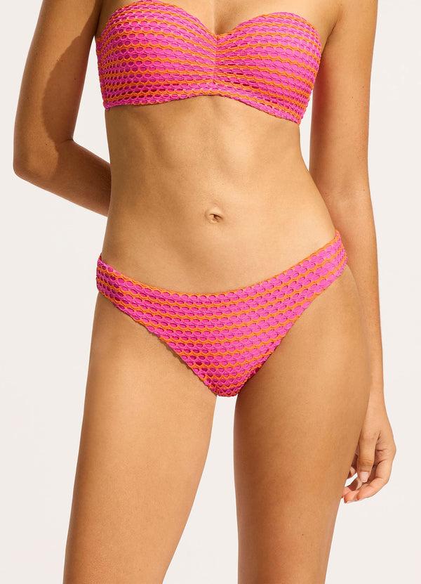 Seafolly Mesh Effect Hipster Bikini Bottom - Hot Pink