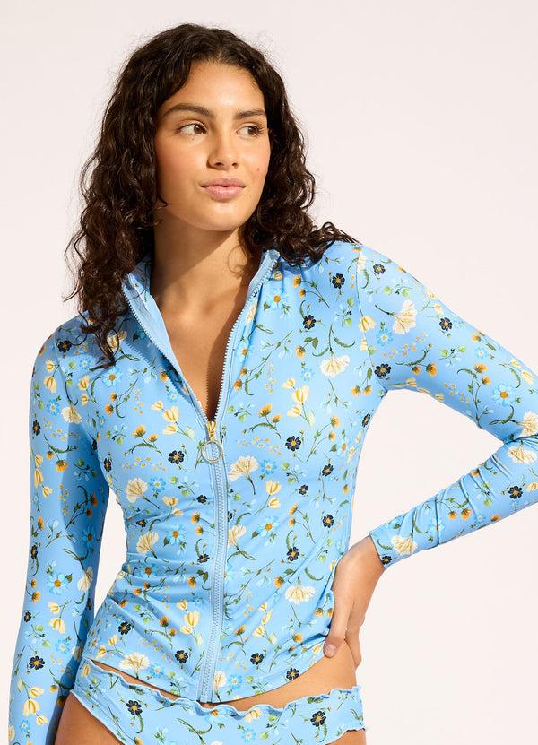 Seafolly Modern Romance Long Sleeve Rashvest Bikini Top