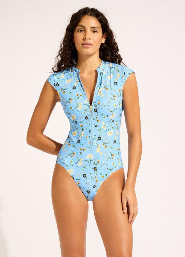 seafolly Modern Romance Zip Front One Piece Swimsuit