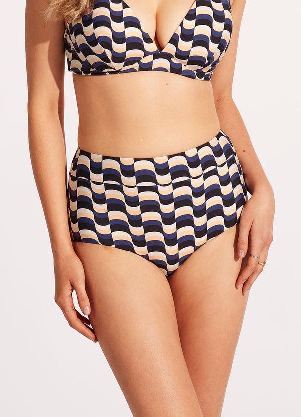 Seafolly Modern Take High Waisted Bikini Bottom - Black