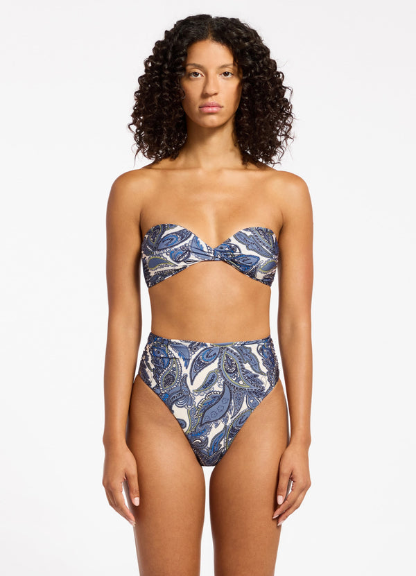 Seafolly Oasis Paisley High Waist High Leg Bikini Bottom