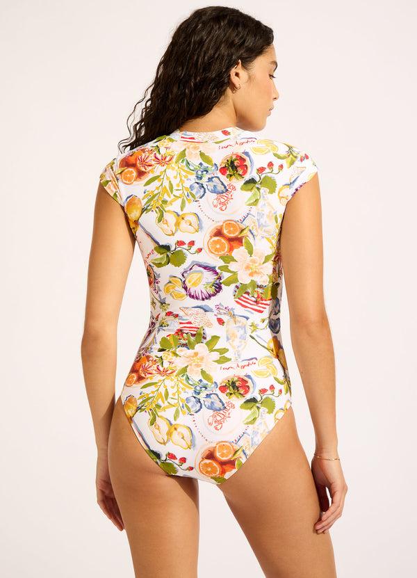 Seafolly Riviera Coast Zip Front One Piece Swimsuit