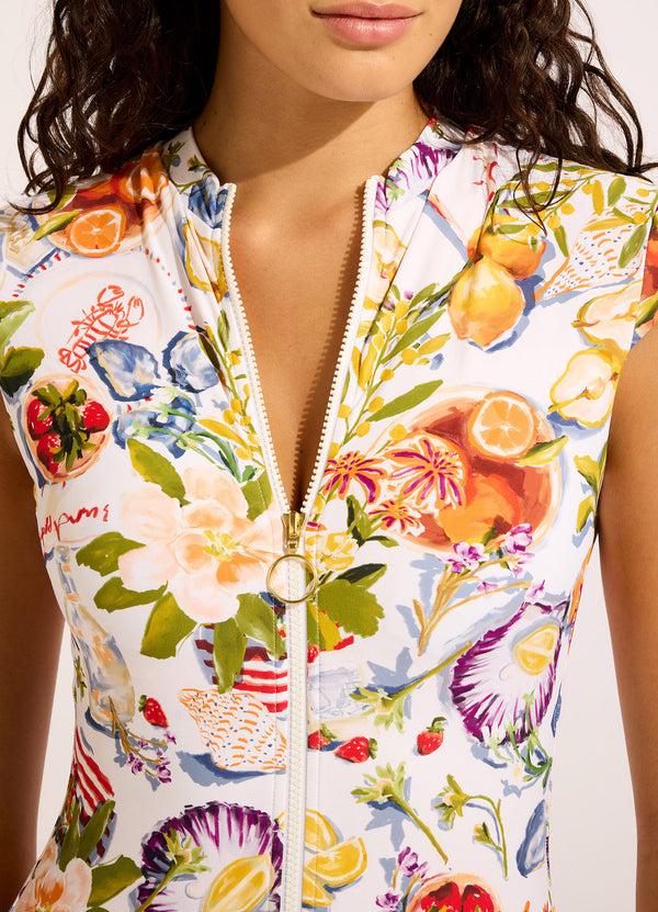 Seafolly Riviera Coast Zip Front One Piece Swimsuit