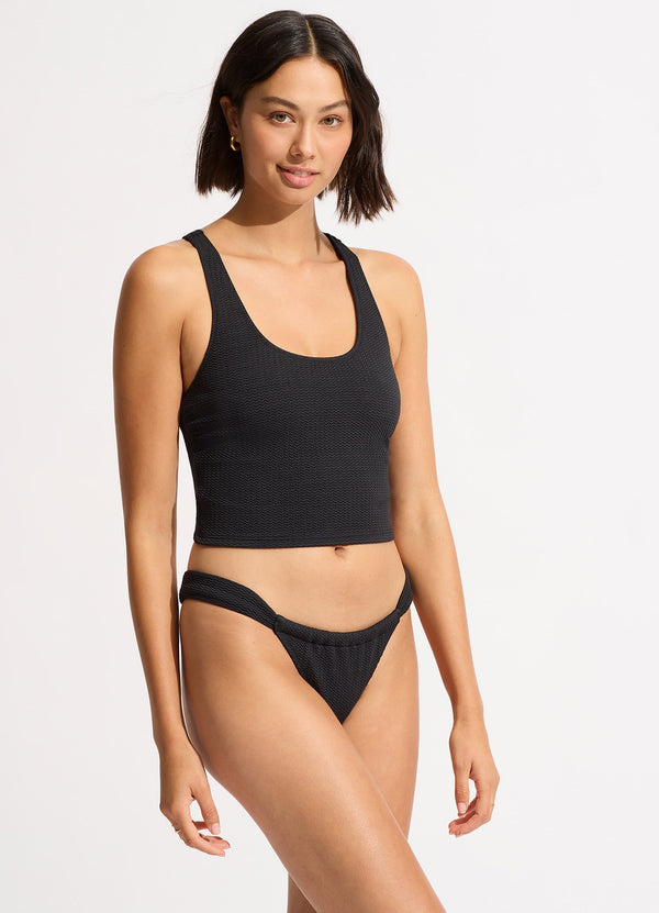 Seafolly Sea Dive Action Back Tank Bikini Top - Black