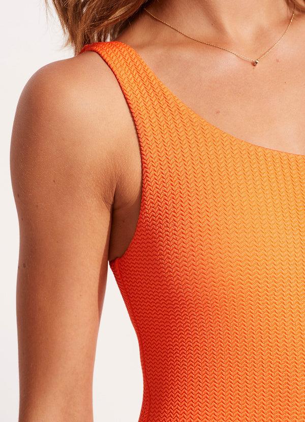 Seafolly Sea Dive One Shoulder One Piece - Spicy Orange