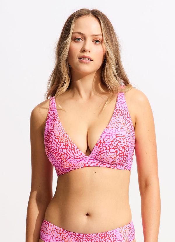 seafolly Sea Skin DD Fixed Tri Bikini Top - Fuchsia Rose