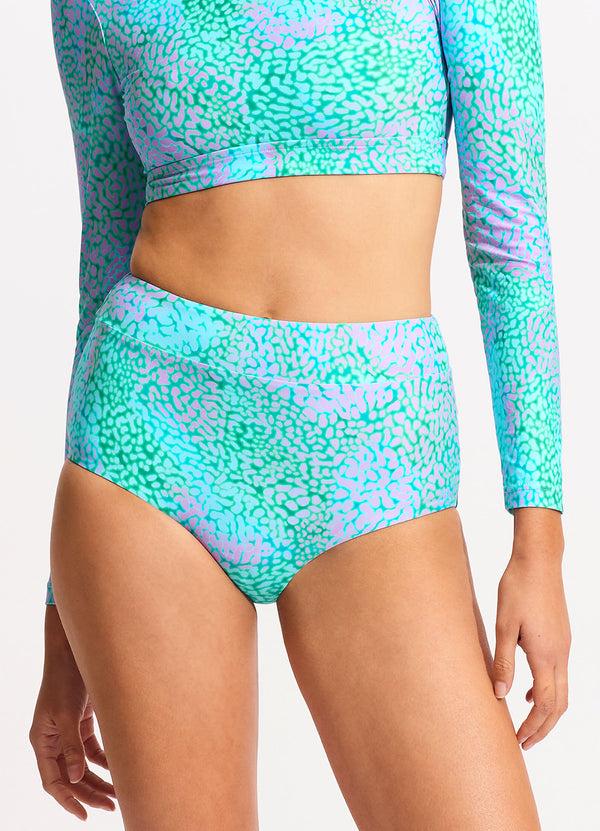 Seafolly Sea Skin High Waisted Bikini Bottom - Vivid Green