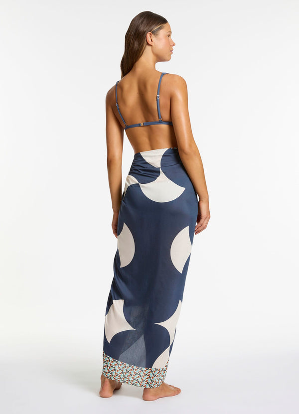 Seafolly Acacia Long Sarong - Steel Blue