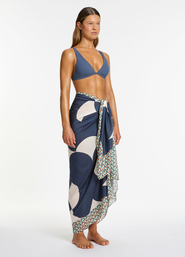 Seafolly Acacia Long Sarong - Steel Blue
