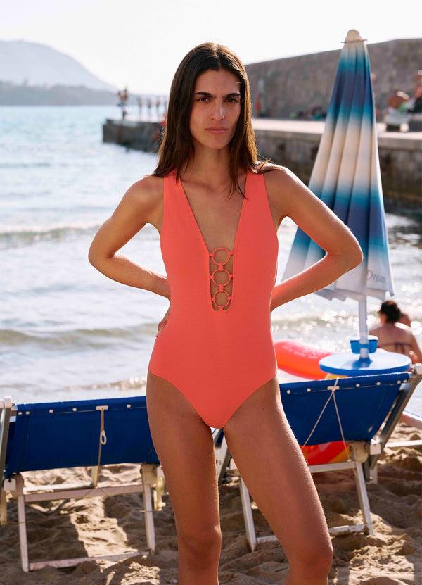 Seafolly Alessia Plunge One Piece - Guava
