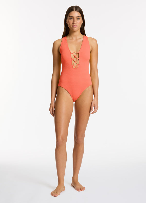 seafolly Alessia Plunge One Piece - Guava