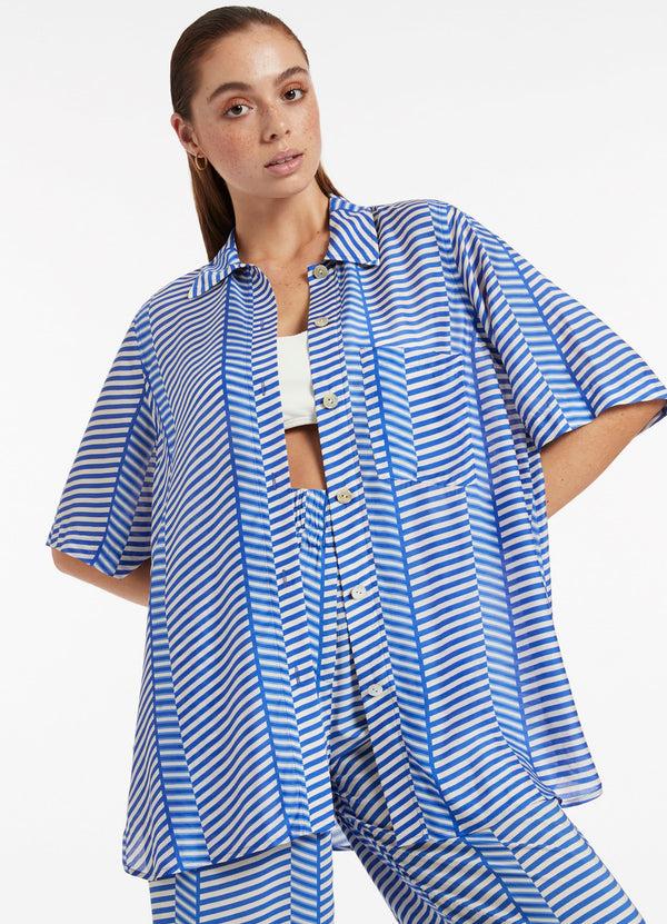 seafolly Amoudi Short Sleeve Shirt - Sapphire
