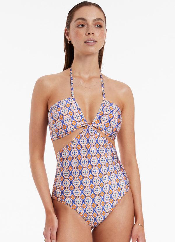 Seafolly Azura Geo Cut Out One Piece - Retro Orange