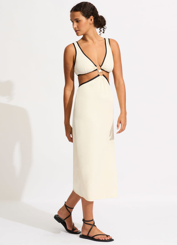 Seafolly Beach Bound Beach Boidi Midi Dress - Ecru