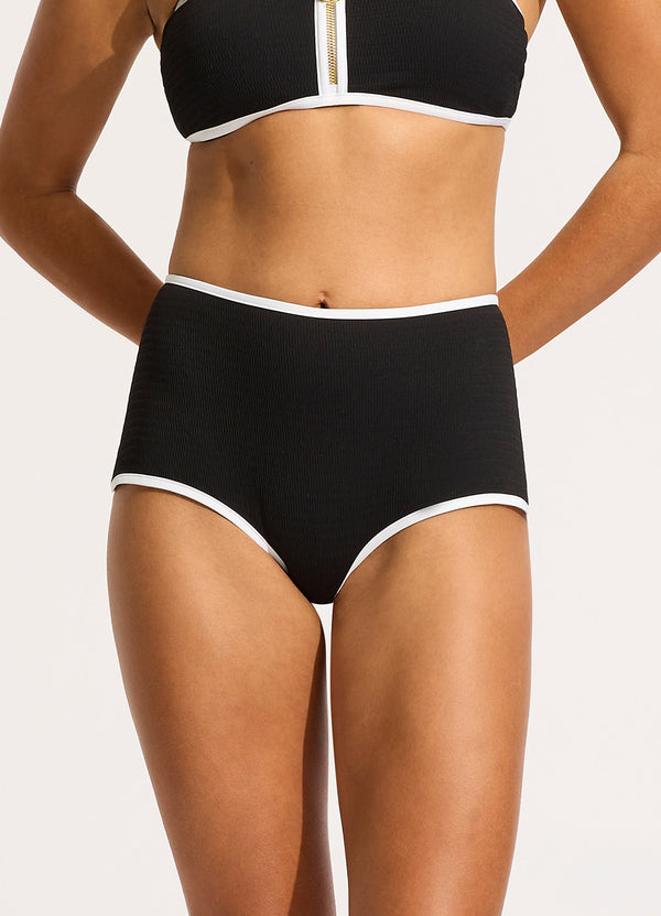 Seafolly Beach Bound Boyleg Bikini Bottom - Black