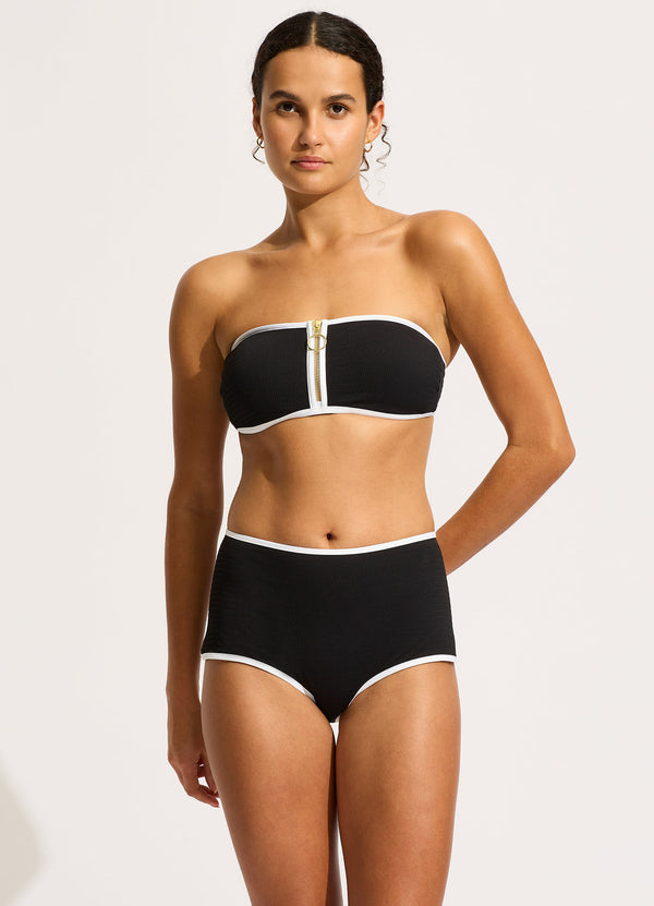 seafolly Beach Bound Boyleg Bikini Bottom - Black