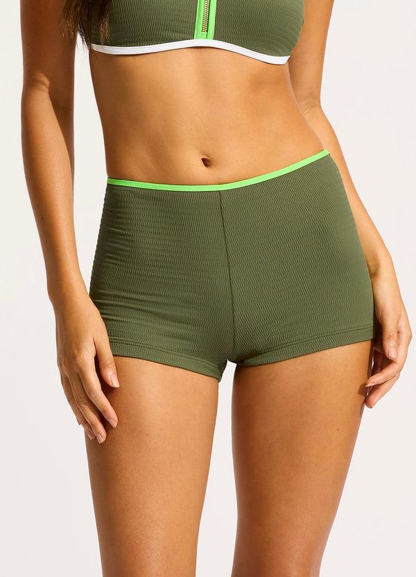 Seafolly Beach Bound Boyleg Bikini Bottom - Khaki