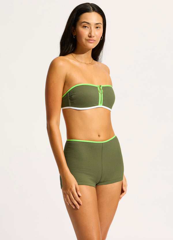 Seafolly Beach Bound Boyleg Bikini Bottom - Khaki