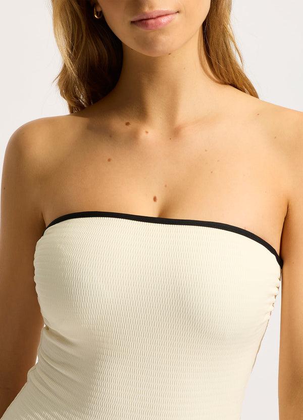 Seafolly Beach Bound DD Bandeau One Piece - Ecru