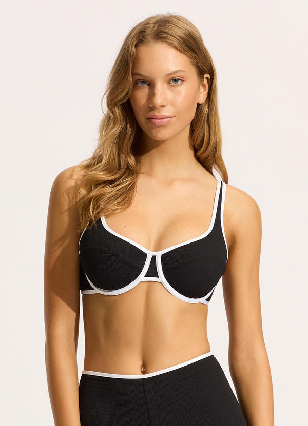Seafolly Beach Bound DD Underwire Bikini Top - Black