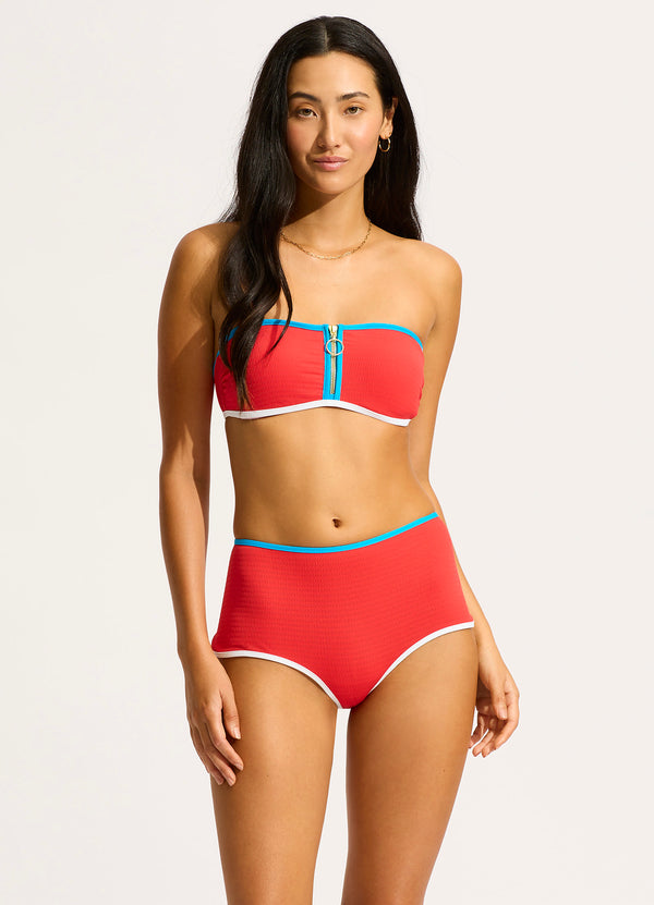 seafolly Beach Bound Zip Front Bandeau - Flame