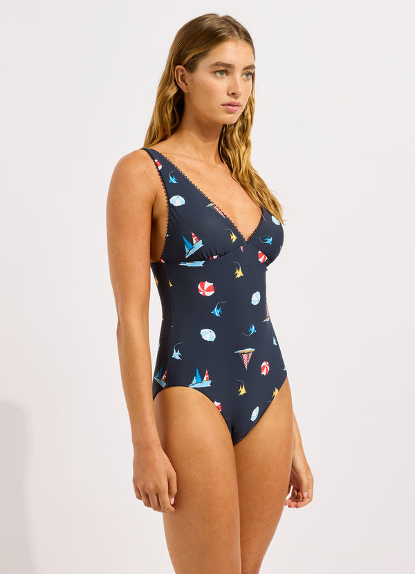 Seafolly Beachclub V Neck One Piece Swimsuit