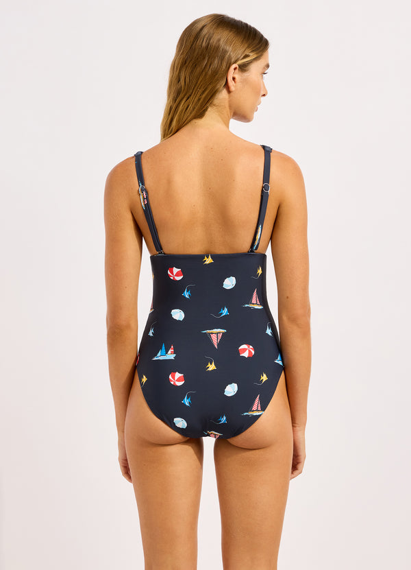 Seafolly Beachclub V Neck One Piece Swimsuit