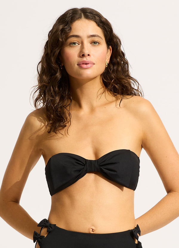 Seafolly Beau Bow Front Bandeau - Black