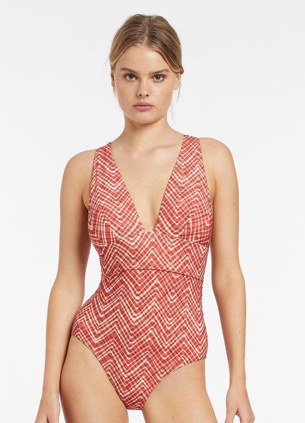 Seafolly Bonita Plunge Tieback One Piece - Maple