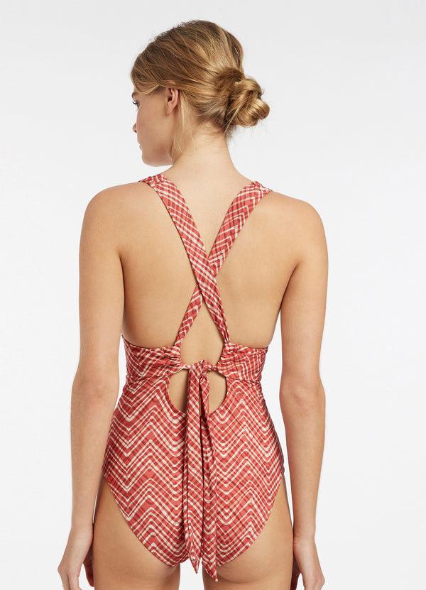 Seafolly Bonita Plunge Tieback One Piece - Maple