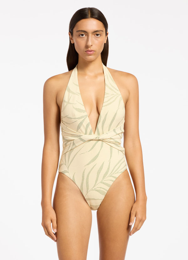 Seafolly Botanic Lines Plunge One Piece