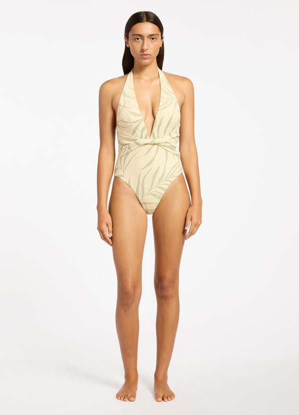 seafolly Botanic Lines Plunge One Piece
