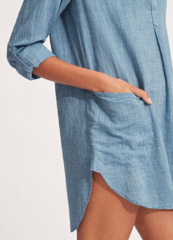 Seafolly Boyfriend Beach Shirt - Chambray