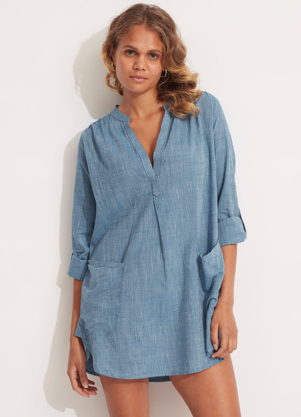 seafolly Boyfriend Beach Shirt - Chambray