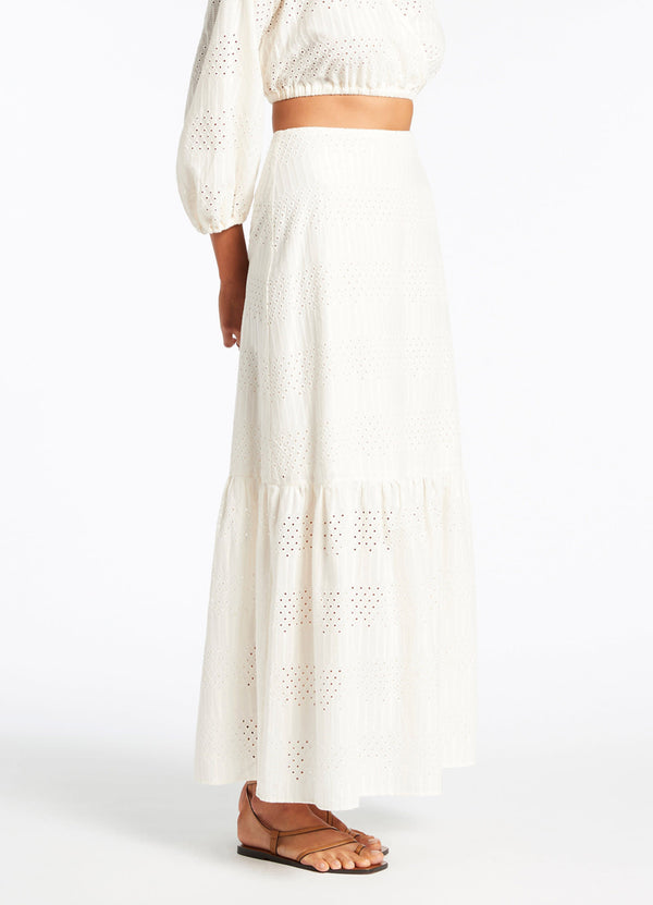 Seafolly Broderie Tiered Maxi Skirt - Cream