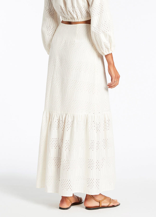 Seafolly Broderie Tiered Maxi Skirt - Cream