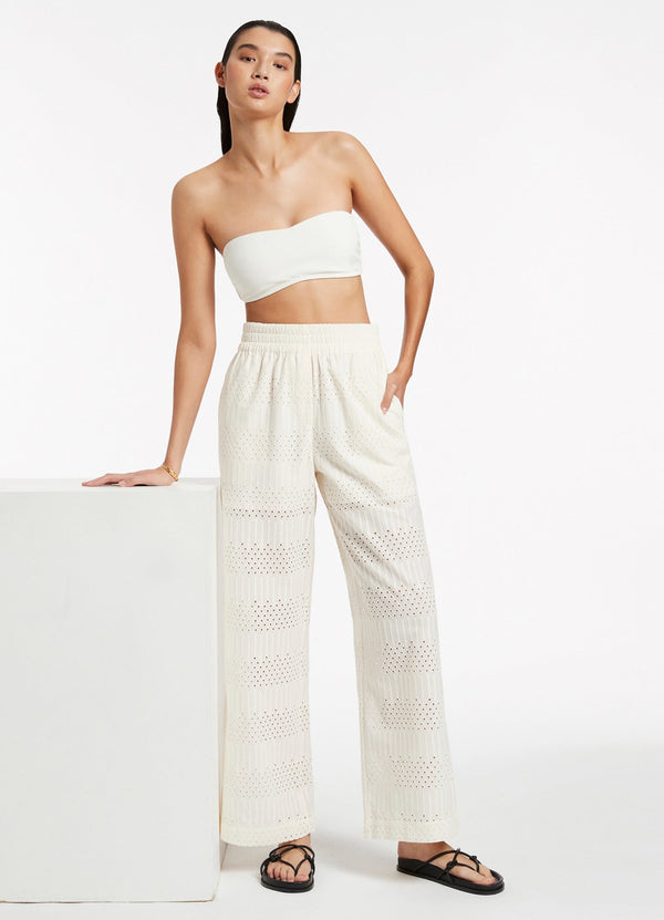 seafolly Broderie Wide Leg Pants - Cream