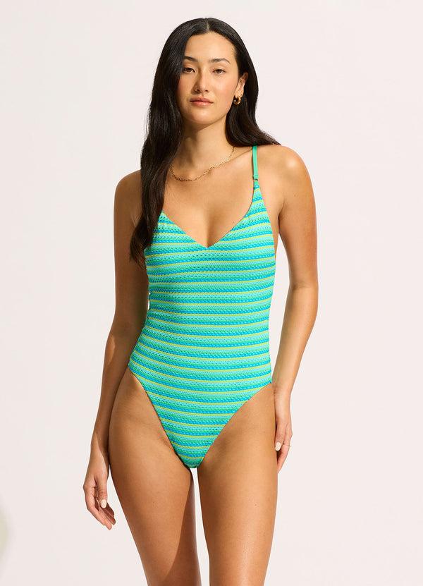 seafolly Calypso V Neck One Piece Swimsuit - Jasmine