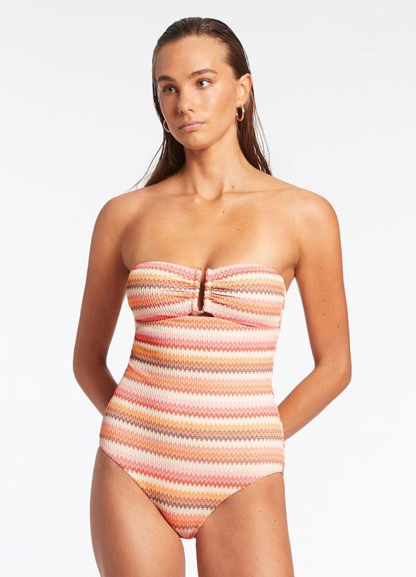 Seafolly Capri Stripe Bandeau One Piece - Candy