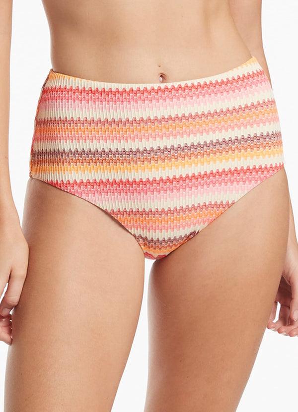Seafolly Capri Stripe High Waist Pant - Candy