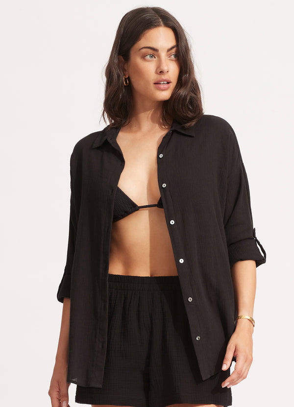 Seafolly Classic Beach Shirt - Black