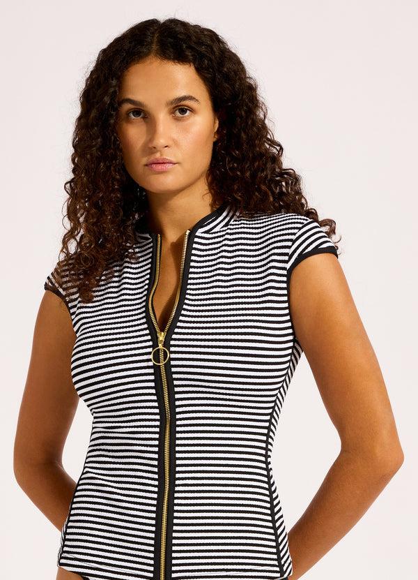 Seafolly Clubhouse Cap Sleeve Sunvest Bikini Top