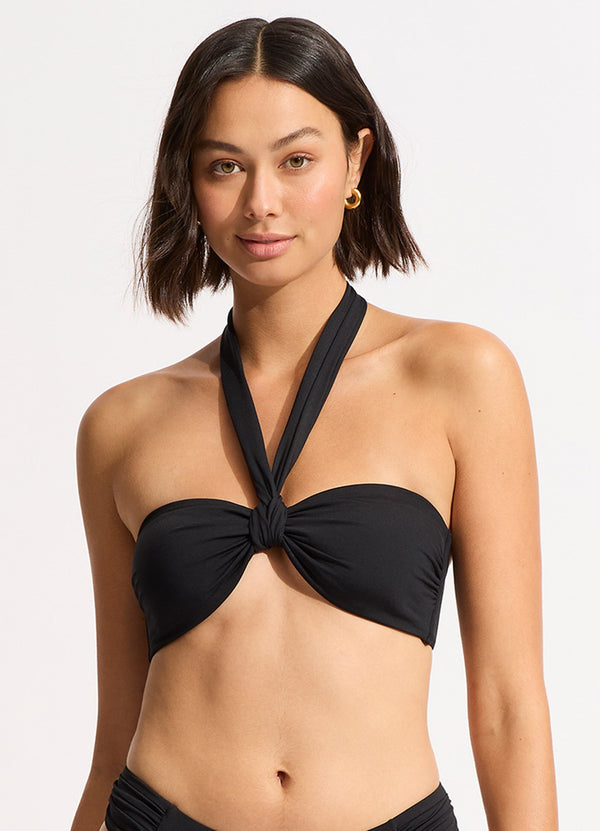 Seafolly Seafolly Collective Sash Tie Front Bandeau Bikini Top - Black