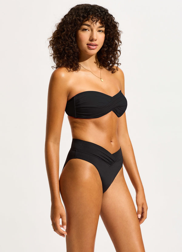 Seafolly Seafolly Collective V Front High Cut Bikini Bottom - Black