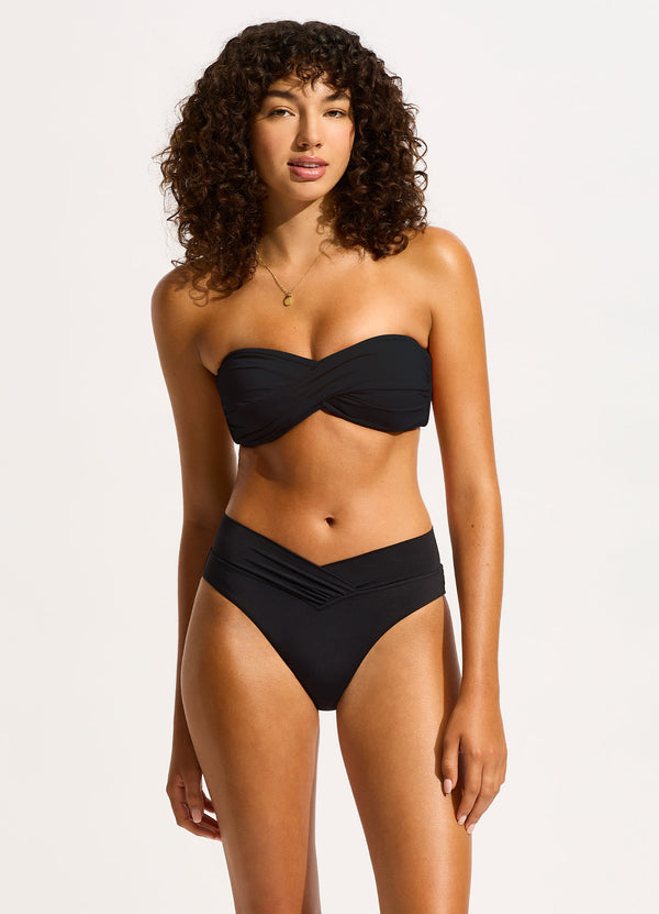 seafolly Seafolly Collective V Front High Cut Bikini Bottom - Black