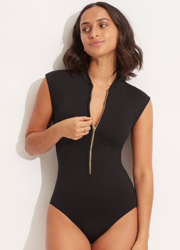 Seafolly Seafolly Collective Zip Front One Piece - Black